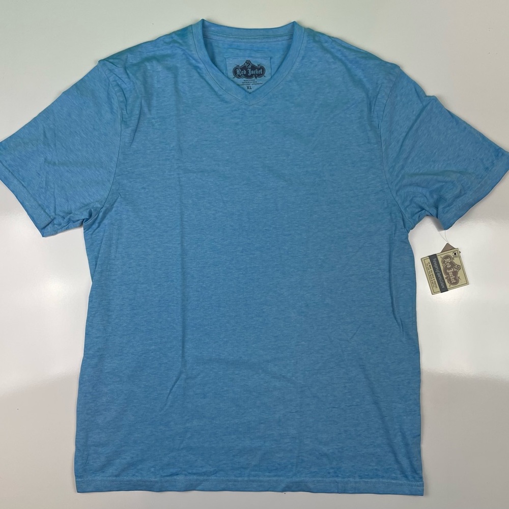 Red Jacket Men’s V Neck Shirt XL Heathered Burnout Riptide Blue American Needle